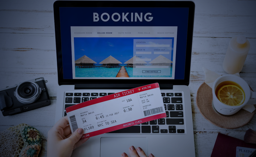 Booking hotel reservation travel destination concept